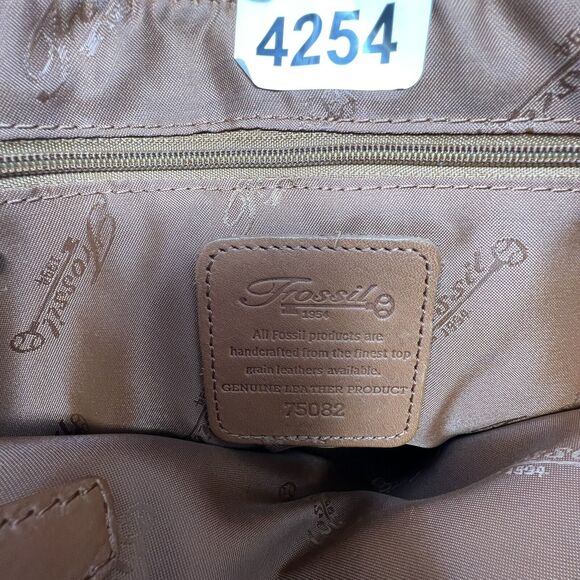 Vintage Large Fossil Tan Brown Leather Shoulder Bag Satchel 75082 Soft - Picture 6 of 7